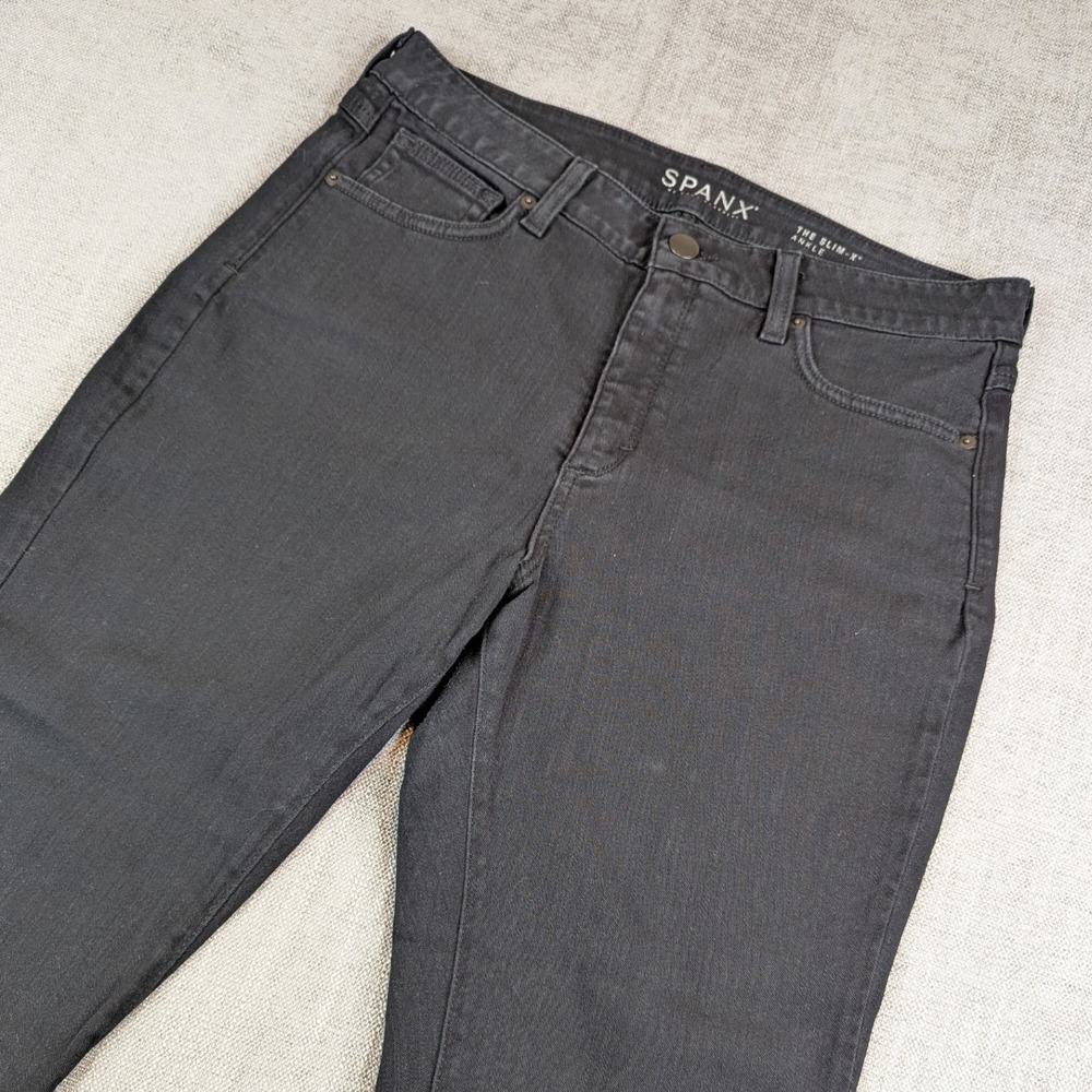 Spanx Jeans Womens 32 Black The Slim-X Ankle Stretch Denim Shaping Pants